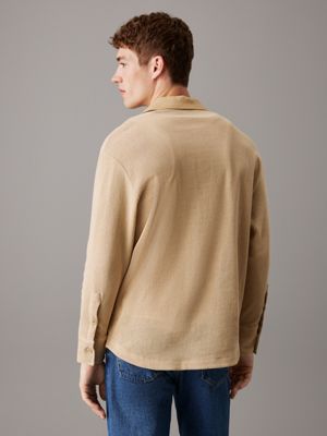 pale khaki relaxed structured jersey shirt for men calvin klein jeans