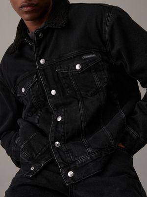 denim black sherpa denim jacket for men calvin klein jeans