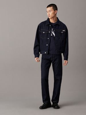 denim dark relaxed denim jacket for men calvin klein jeans