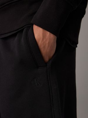 ck black straight heavy fleece joggers for men calvin klein jeans