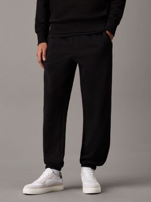 black straight heavy fleece joggers for men calvin klein jeans