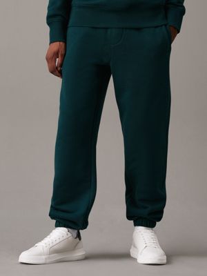 green straight heavy fleece joggers for men calvin klein jeans