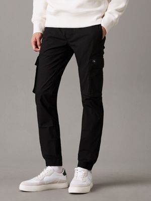 black skinny ripstop cargo pants for men calvin klein jeans