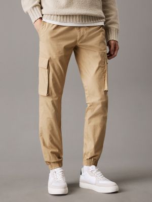 beige skinny ripstop cargo pants for men calvin klein jeans