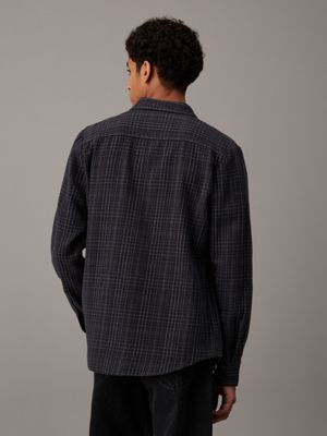 black / blue check cotton flannel shirt for men calvin klein jeans