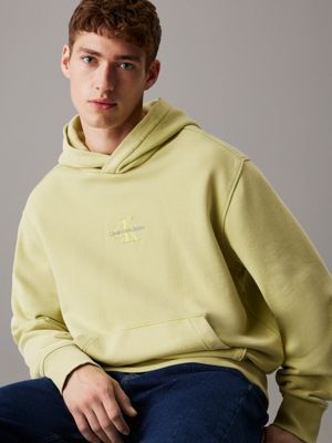 green banana relaxed washed cotton hoodie for men calvin klein jeans