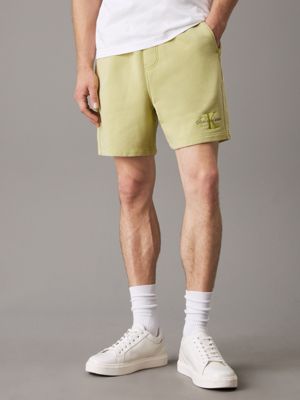 green relaxed washed cotton jogger shorts for men calvin klein jeans