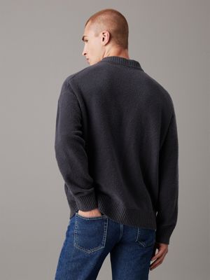 ebony cotton bouclé v-neck jumper for men calvin klein jeans