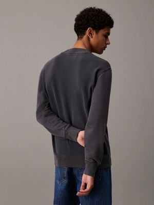 ebony washed cotton terry sweatshirt for men calvin klein jeans