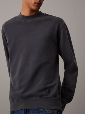 ebony washed cotton terry sweatshirt for men calvin klein jeans