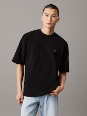 black relaxed heavy jersey t-shirt for men calvin klein jeans