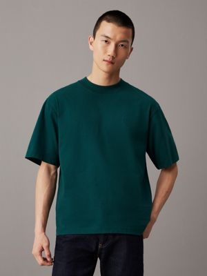 green relaxed heavy jersey t-shirt for men calvin klein jeans