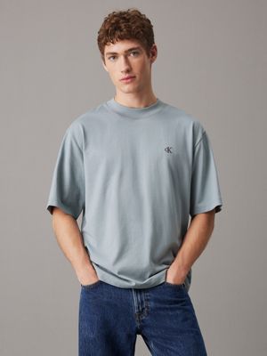 grey blue relaxed heavy jersey t-shirt for men calvin klein jeans