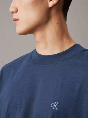 ink swobodny t-shirt z grubego dżerseju dla mężczyźni - calvin klein jeans