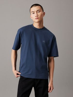 blue relaxed heavy jersey t-shirt for men calvin klein jeans