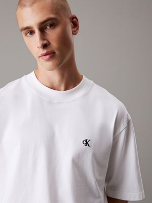 t-shirt in jersey pesante taglio relaxed bright white da uomini calvin klein jeans