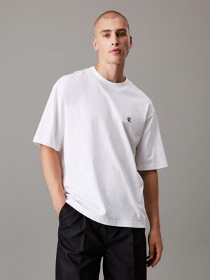 bright white relaxed heavy jersey t-shirt for men calvin klein jeans