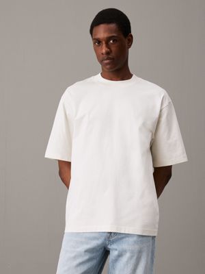 white relaxed heavy jersey t-shirt for men calvin klein jeans