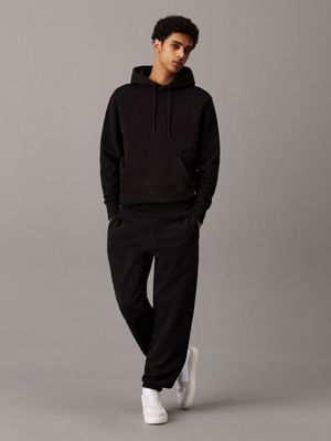 ck black heavy cotton fleece hoodie for men calvin klein jeans