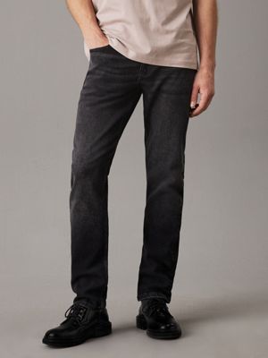 dark grey slim straight jeans for men calvin klein jeans