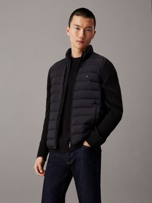 black lightweight down puffer gilet for men calvin klein jeans