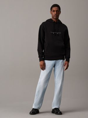 ck black chenille monogram hoodie for men calvin klein jeans