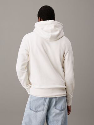 ivory chenille monogram hoodie for men calvin klein jeans