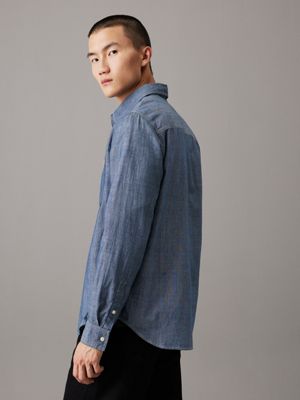 denim light cotton chambray shirt for men calvin klein jeans