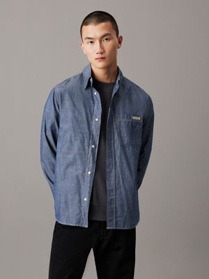 denim cotton chambray shirt for men calvin klein jeans