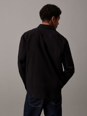 ck black relaxed cotton twill shirt for men calvin klein jeans