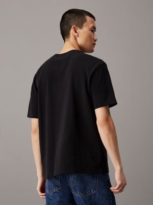 black koszulka z bawełny interlock dla mężczyźni - calvin klein jeans