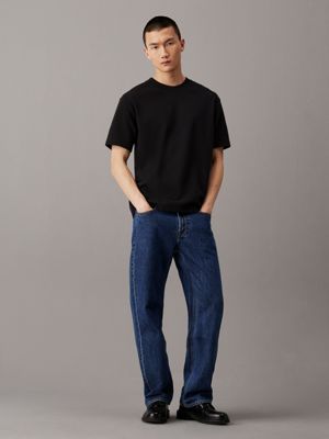 ck black cotton interlock t-shirt for men calvin klein jeans