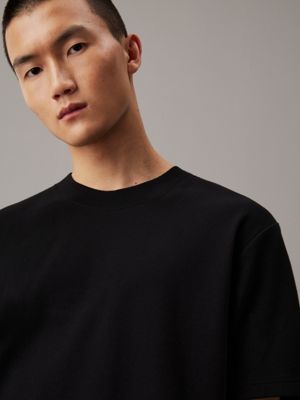 ck black cotton interlock t-shirt for men calvin klein jeans