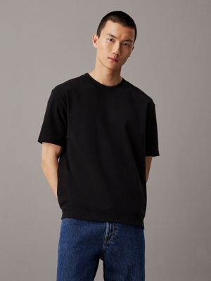 black cotton interlock t-shirt for men calvin klein jeans