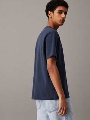blue t-shirt van interlock katoen voor heren - calvin klein jeans