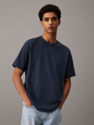 blue t-shirt van interlock katoen voor heren - calvin klein jeans