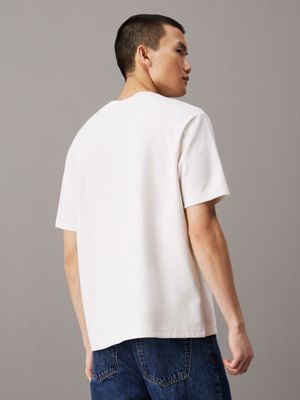 ivory cotton interlock t-shirt for men calvin klein jeans