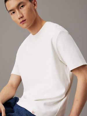 ivory cotton interlock t-shirt for men calvin klein jeans