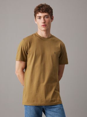 green heavy jersey monogram t-shirt for men calvin klein jeans