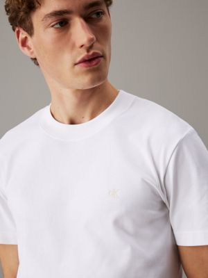 bright white heavy jersey monogram t-shirt for men calvin klein jeans