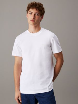 white heavy jersey monogram t-shirt for men calvin klein jeans