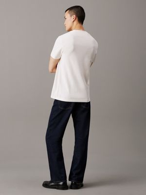 ivory heavy jersey monogram t-shirt for men calvin klein jeans