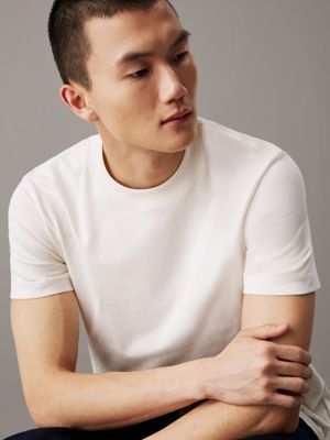 ivory heavy jersey monogram t-shirt for men calvin klein jeans