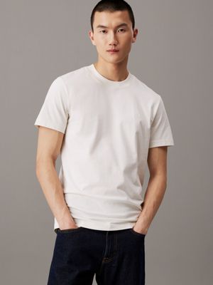 white heavy jersey t-shirt for men calvin klein jeans