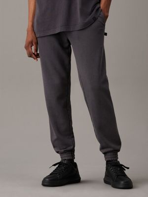 black washed cotton joggers for men calvin klein jeans