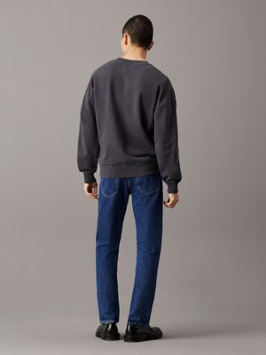 ebony relaxed washed cotton sweatshirt for men calvin klein jeans