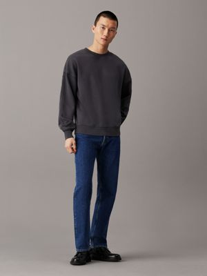 ebony relaxed washed cotton sweatshirt for men calvin klein jeans