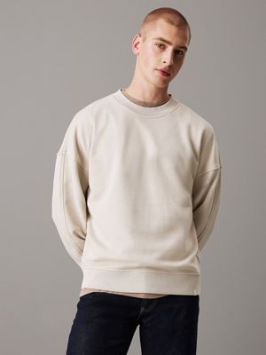 grey relaxed washed cotton sweatshirt for men calvin klein jeans