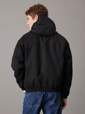 black technical hooded jacket for men calvin klein jeans