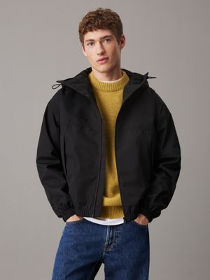 black technical hooded jacket for men calvin klein jeans